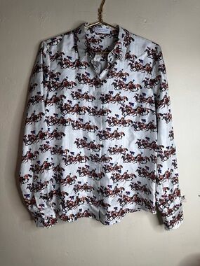 Gabriela Hearst Henri blouse horse racing jockey print sz 44 (8US)